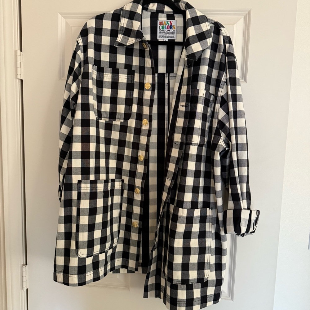 Big Bud Press Black and White Checkered Gingham Chore Coat